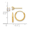 14K Set of Two Pair 4mm CZ Studs and 1.00x12mm Endless Hoop Earrings