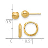 14K Set of Two Pair Polished 5mm Ball and Hinged Hoop Earrings
