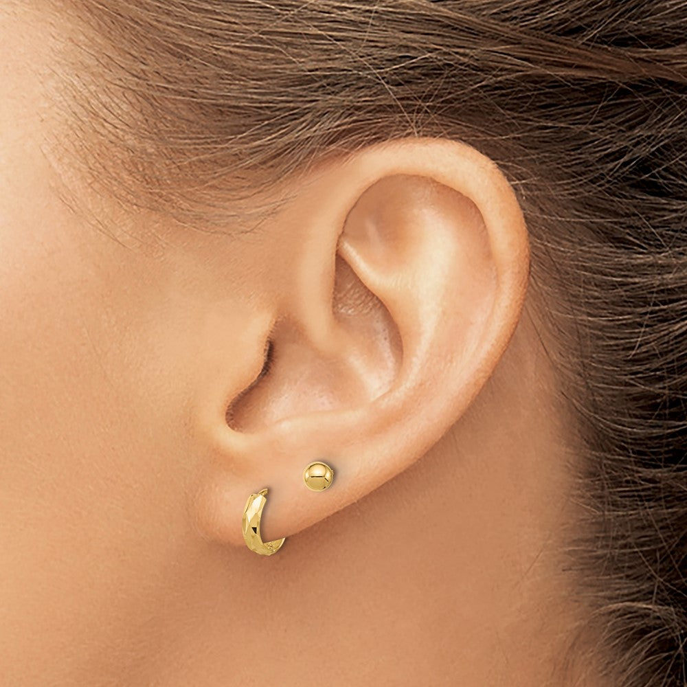 Gold Diamond-cut Hoop and Ball Post Set