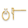 14K Polished CZ Baguette on Oval Post Earrings