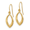 14K Diamond-cut Oval Dangle French Hook Earrings