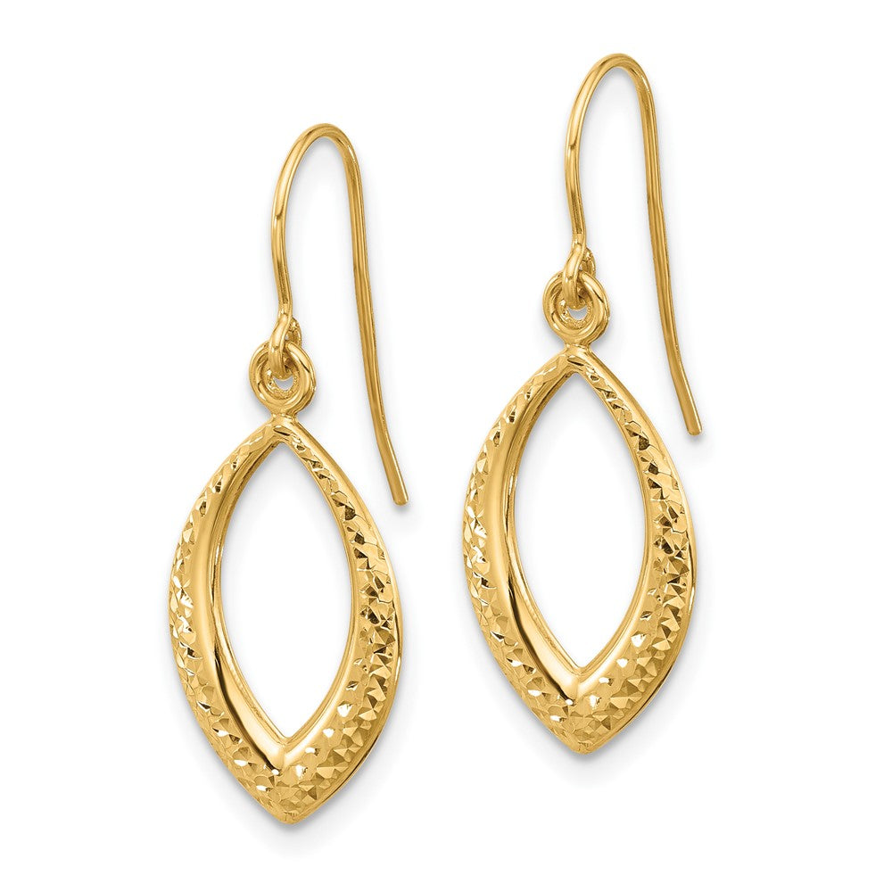 14K Diamond-cut Oval Dangle French Hook Earrings