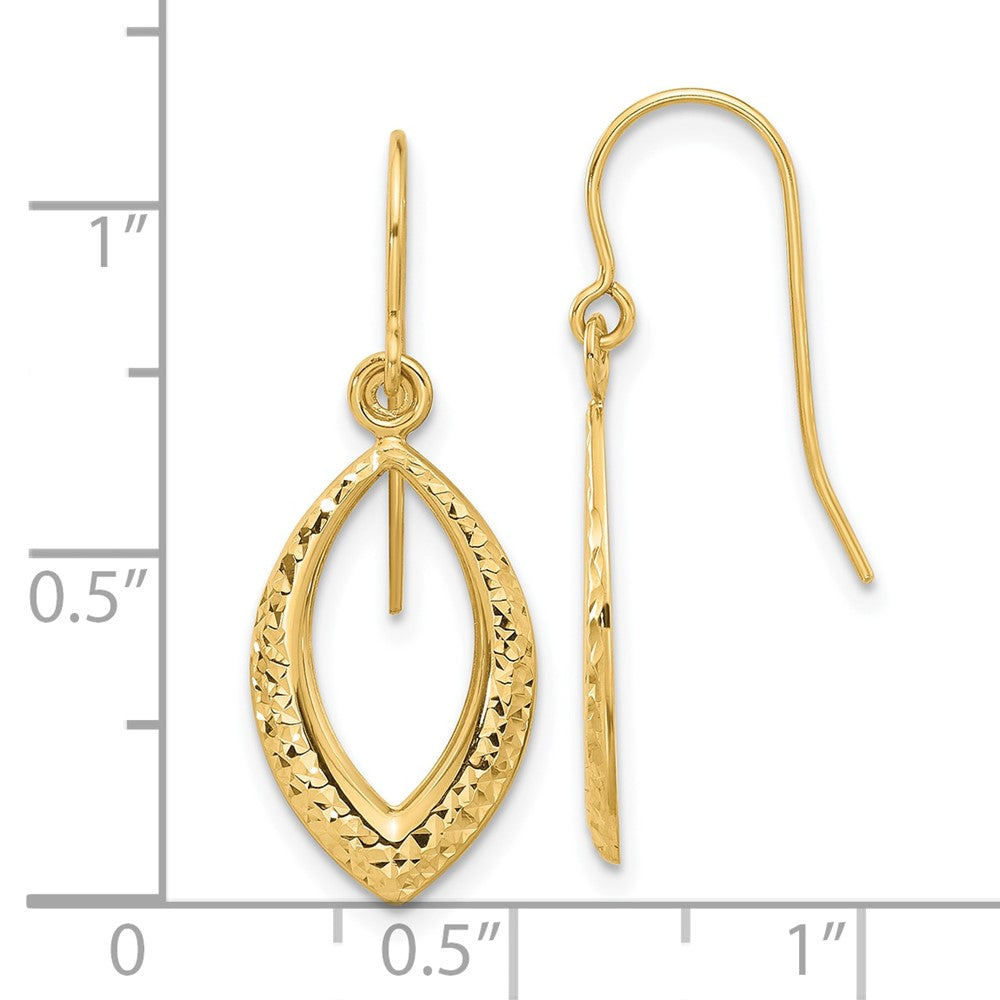 14K Diamond-cut Oval Dangle French Hook Earrings