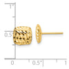 14K 8mm Diamond-cut Puffed Square Button Post Earrings