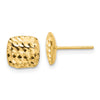 14K 8mm Diamond-cut Puffed Square Button Post Earrings