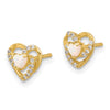 14K CZ and Lab Created Opal Heart Post Earrings