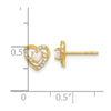 14K CZ and Lab Created Opal Heart Post Earrings