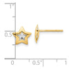 14K and White Rhodium Polished Diamond-cut Star Post Earrings