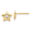 14K and White Rhodium Polished Diamond-cut Star Post Earrings