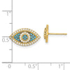 14k with Black Rhodium Polished Blue and White CZ Evil Eye Post Earrings