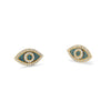 14k with Black Rhodium Polished Blue and White CZ Evil Eye Post Earrings