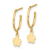 14K Polished Hoop with Flower Earrings