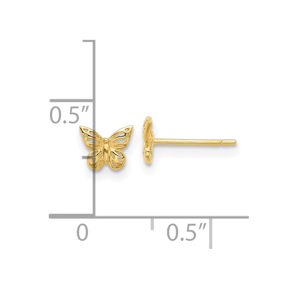 14K Polished Small Butterfly Post Earrings