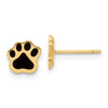 14K Polished Paw with Black Enamel Post Earrings