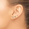 14K Polished 3mm CZ/Cross/Heart 3-Pair Post Earring Set