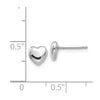 14k White Gold 6mm Heart Post Stud Earrings