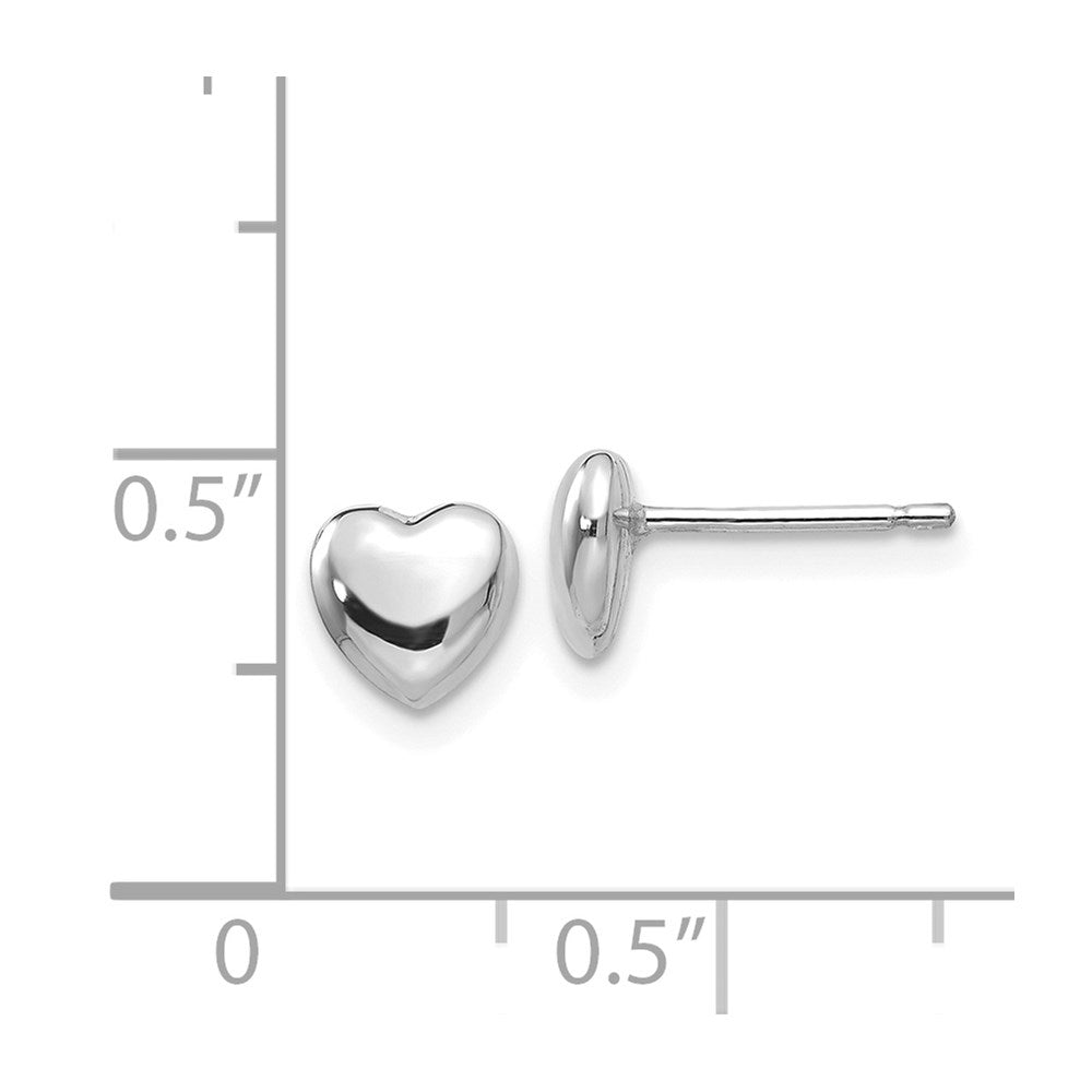 14k White Gold 6mm Heart Post Stud Earrings