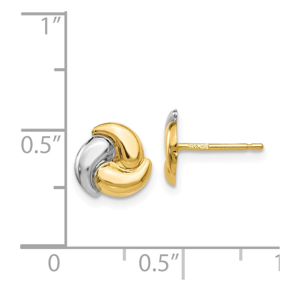 14k and White Rhodium Polished Fancy Trinity Knot Post Earrings
