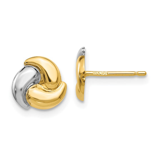 14k and White Rhodium Polished Fancy Trinity Knot Post Earrings