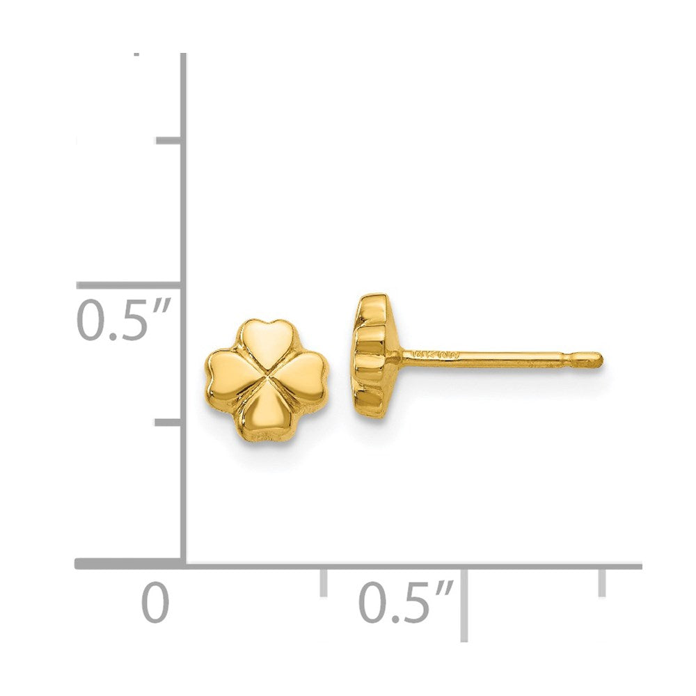 14k Small Polished 4-Leaf Clover Post Earrings
