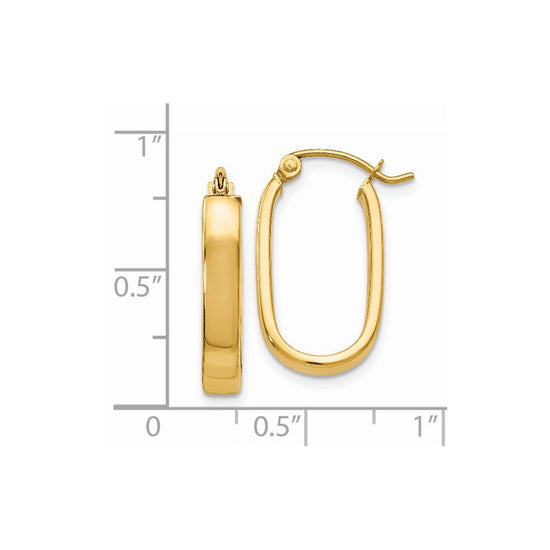 3.5mm Gold Polished Oval Hoop Earrings