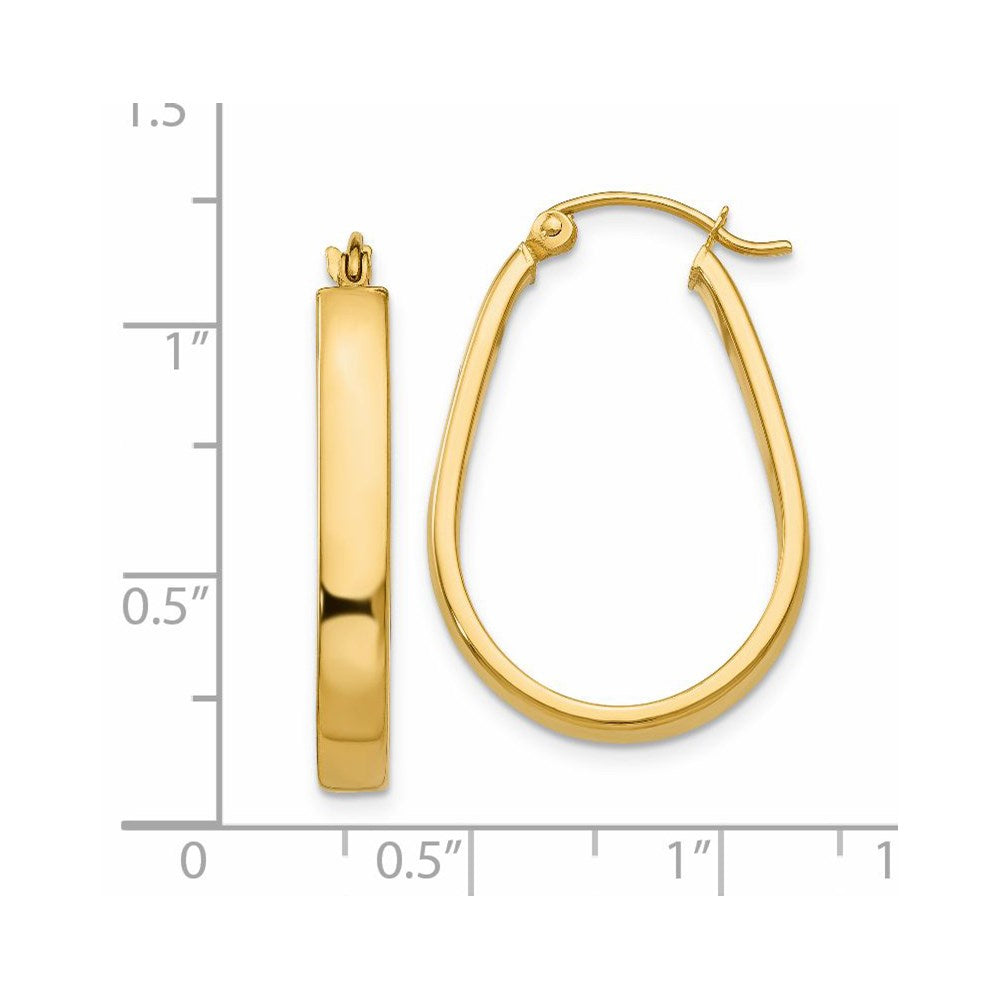 14k 3.5x27mm Polished Oval Tube Hoop Earrings
