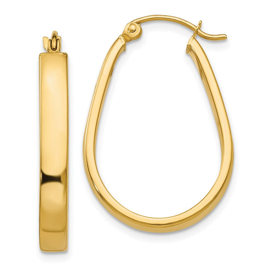 14k 3.5x27mm Polished Oval Tube Hoop Earrings