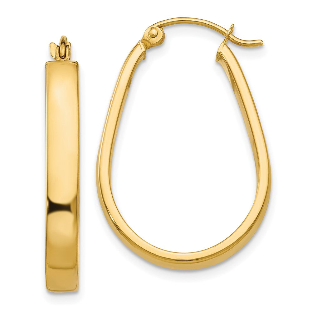 14k 3.5x27mm Polished Oval Tube Hoop Earrings