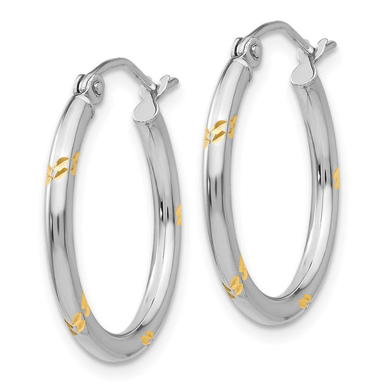 2mm Gold with Yellow Rhodium Hoop Earrings