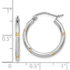 2mm Gold with Yellow Rhodium Hoop Earrings