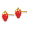 14k Red Enameled Strawberry Post Earrings
