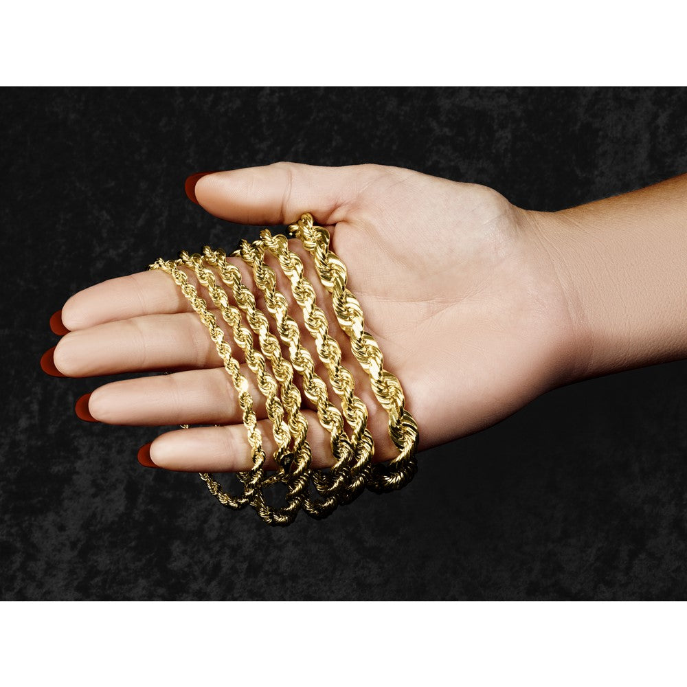 Gold (10K & 14K) Diamond-Cut Rope Chain — 12 mm