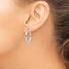 14k White Gold 3x25mm Polished Square Tube Hoop Earrings