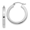 14k White Gold 3x25mm Polished Square Tube Hoop Earrings