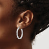 14k White Gold 3x30mm Polished Square Tube Hoop Earrings