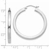14k White Gold 3x35mm Polished Square Tube Hoop Earrings