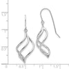 14K White Gold Swirl Dangle French Hook Earrings