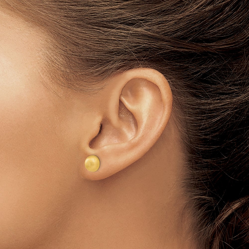 14k 8.00mm Hollow Satin Half Ball Post Earrings