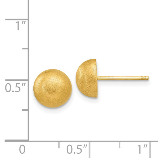 14k 8.00mm Hollow Satin Half Ball Post Earrings