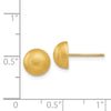 14k 8.00mm Hollow Satin Half Ball Post Earrings