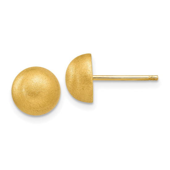 14k 8.00mm Hollow Satin Half Ball Post Earrings