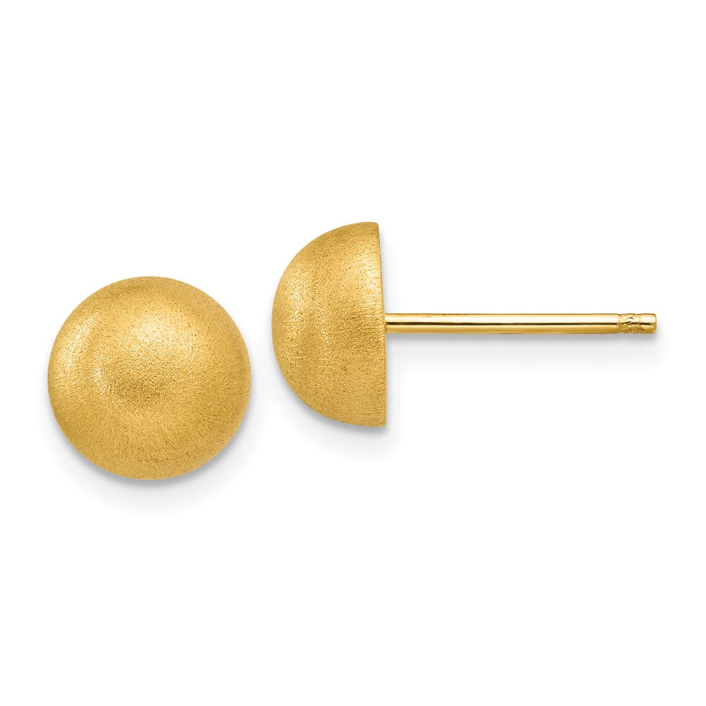 14k 8.00mm Hollow Satin Half Ball Post Earrings