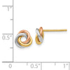 14k Tri-color 8mm Twisted Love Knot Post Earrings