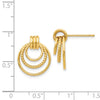 14k Polished and Textured Triple Circle Post Earrings
