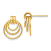 14k Polished and Textured Triple Circle Post Earrings