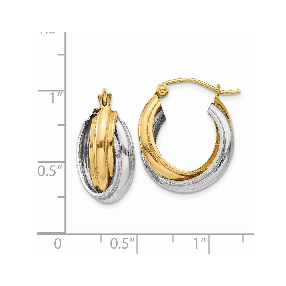 Gold Two-tone Twisted Hoop Earrings