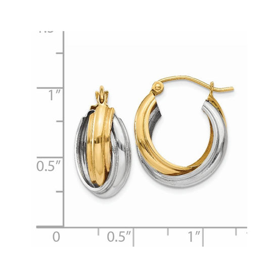 14k Two-tone Polished Double Hoop Earrings