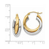 Gold Two-tone Twisted Tube Hoop Earrings