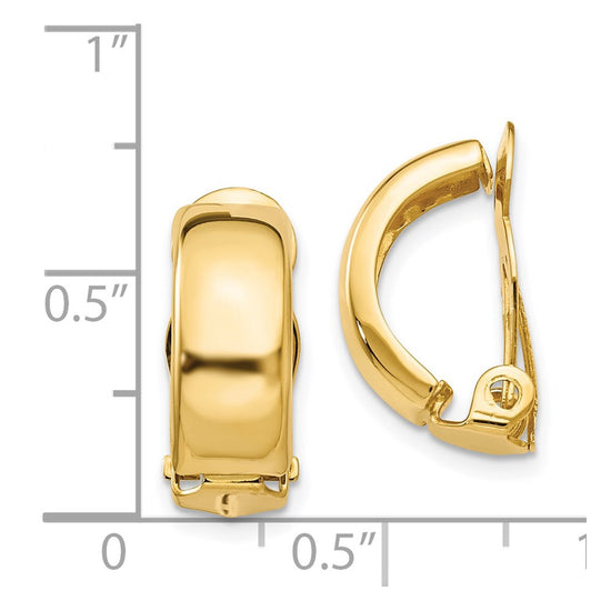 14k 6x18mm Polished Half Hoop Omega Back Non-Pierced Earrings