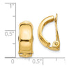 14k 6x18mm Polished Half Hoop Omega Back Non-Pierced Earrings